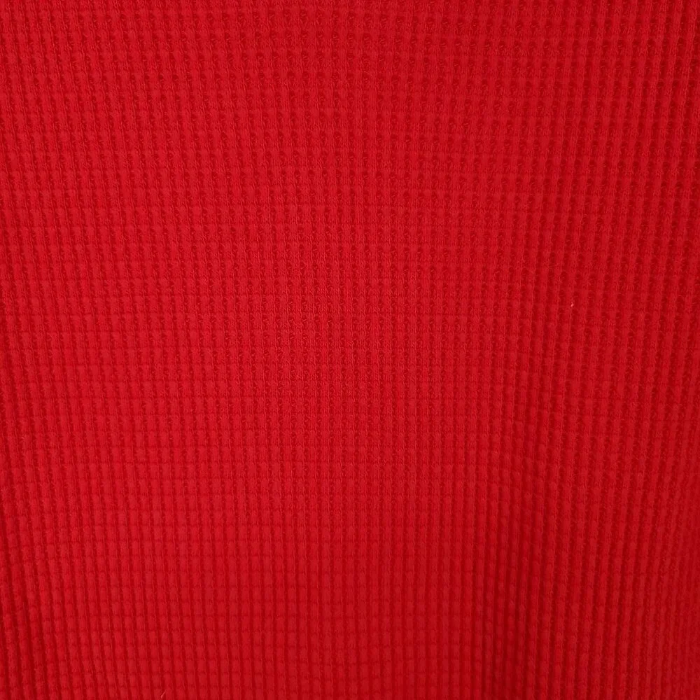 Madewell Waffle Split Neck Crop Tee Long Sleeve Size Small Red Thermal - Picture 6 of 11
